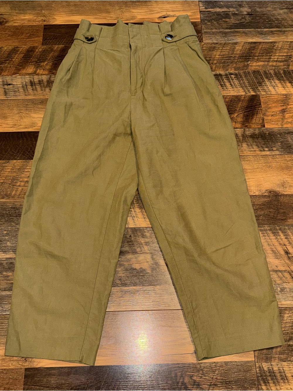Zara High-Waist Wide-Leg Pants - Olive